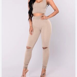Fashion Nova Tan Leggings Set